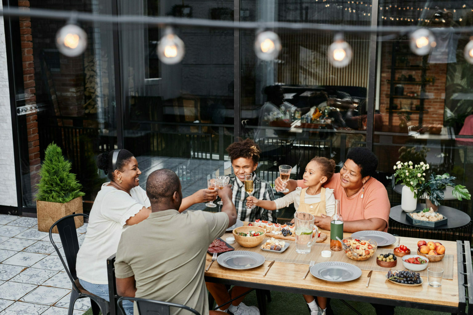 Family Celebrating Outdoors
